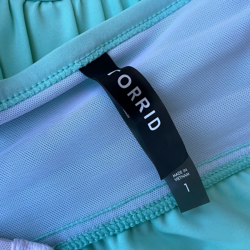 Torrid V shape layered tankini rusted. bust aqua blue turquoise size 1 - Picture 6 of 9